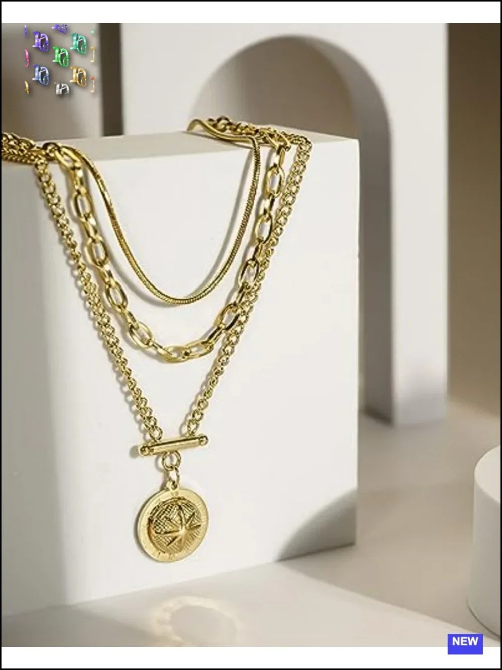 Gold Plated Layered Necklace Set - Dainty Pendant Necklaces for Women